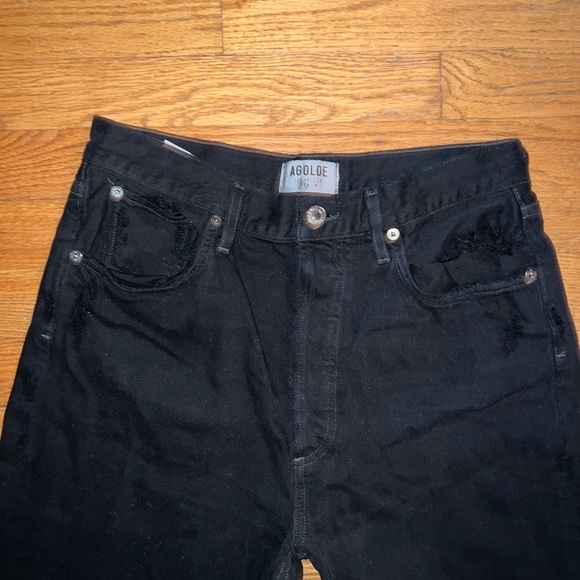 Agolde Riley High Rise Straight Crop in Black - Picture 3 of 6